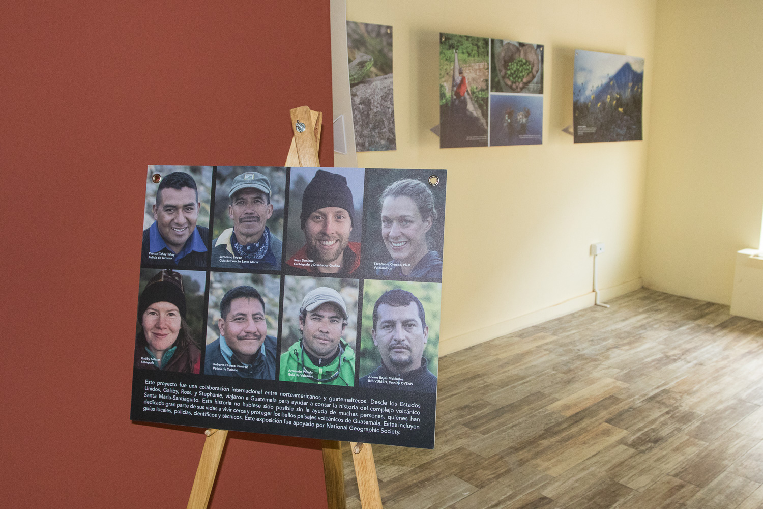 The exhibit space and the team photo.